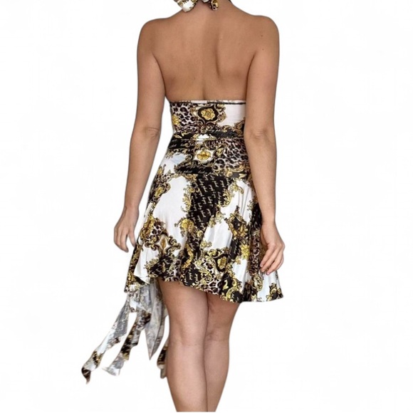 Vintage Y2K Deadstock Baby Phat Halter Asymmetrical Printed Dress - Picture 4 of 6